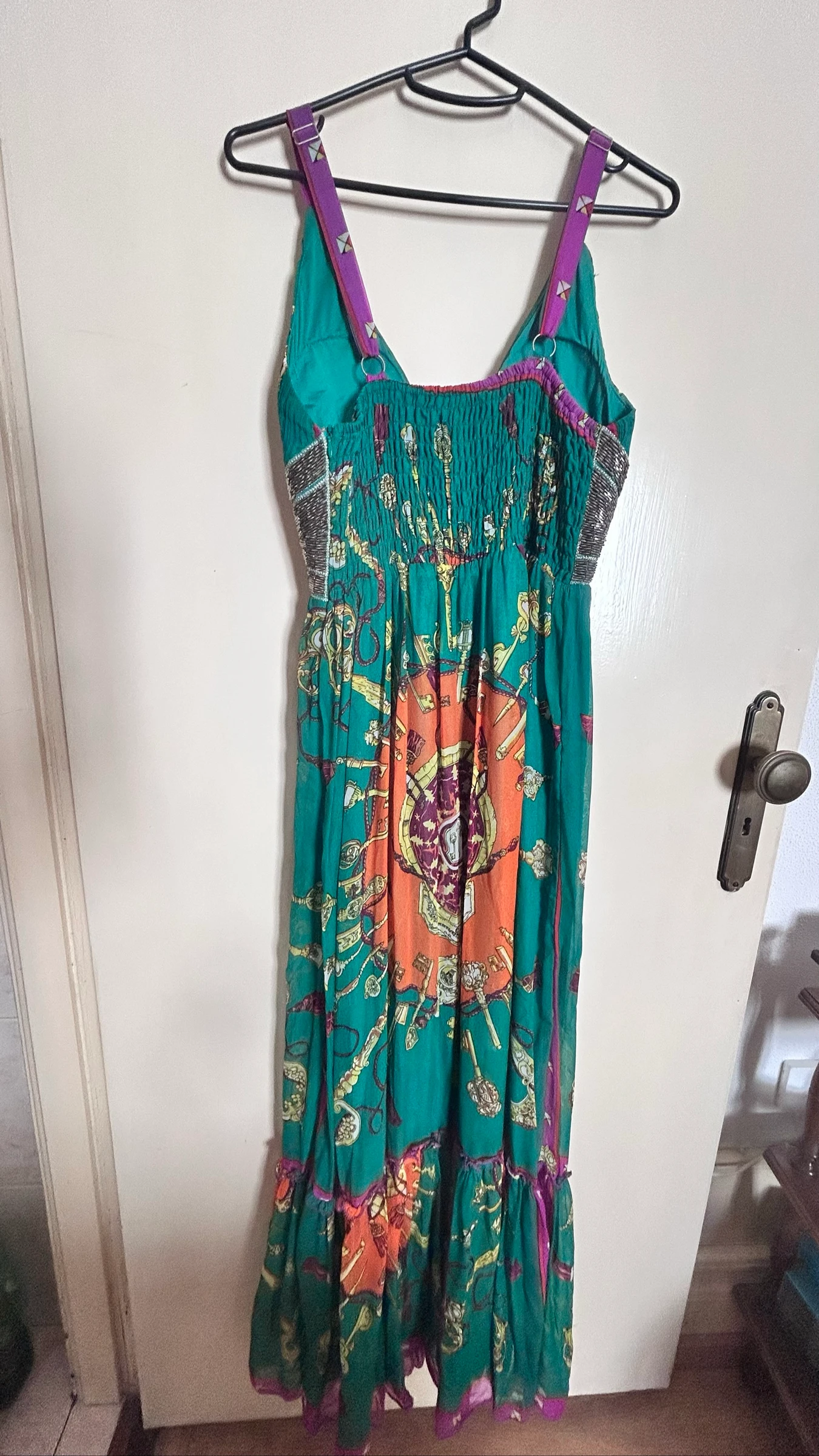 Long Green Origin Printed Dress with Appliqués | One Size (fits 36/38) – photo 2